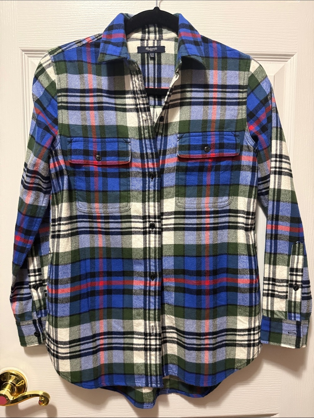 Madewell Blue & Green Plaid Button-Down Shirt